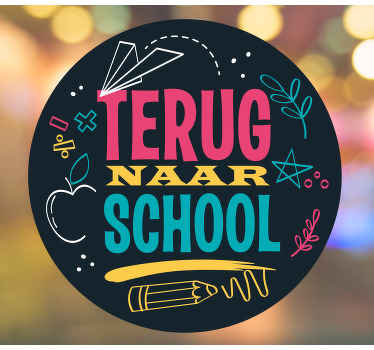 Etalage stickers Terug naar school symbolen en tekst - TenStickers