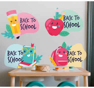 Fenster Aufkleber Zurück zur schule verschiedene symbole - TenStickers