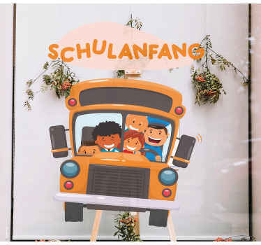 Schaufenster Klebefolie Zurück zur schule mit dem bus - TenStickers