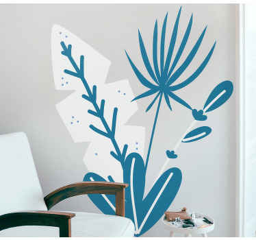 Plantas Autocolantes Folhas tropicais azul e cinza - TenStickers