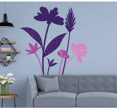 Naklejka do salonu śliczne fioletowe kwiaty - TenStickers