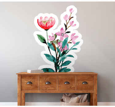 Vinilo Flores sobre un fondo blanco - TenVinilo
