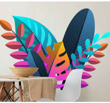 Fargerike blader vegg klistremerker til spisestue - Tenstickers