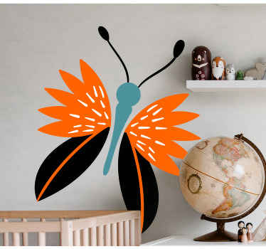 Turuncu yaprak kanatlı kelebek çocuk çıkartması - TenStickers