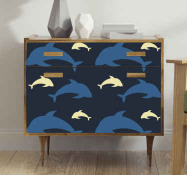 3 delfíni v obtisku mořského nábytku - TenStickers