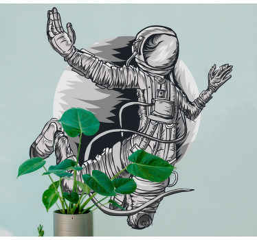Vinis decorativos urbanos Astronauta cinza dos anos 70 - TenStickers