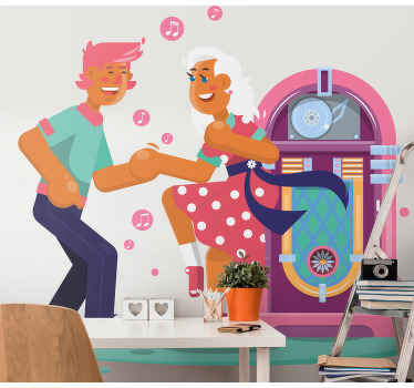 Vinis decorativos urbanos Dançarinos de jukebox coloridos dos ano - TenStickers