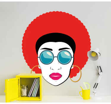 Stickers années 70 femme aux cheveux rouges - TenStickers