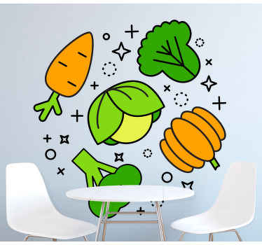 Wandtattoo Esszimmer Verstreutes orange und grünes gemüse - TenStickers