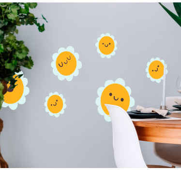 Naklejka na ścianę kwiaty Szczęśliwy stokrotka kwiatki - TenStickers