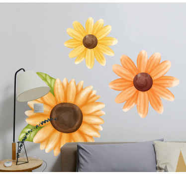 Sun flower mixture wall sticker - TenStickers