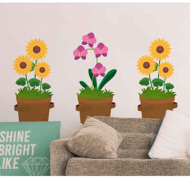 Nálepky na stenu orchidey a slnečných kvetov - Tenstickers