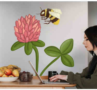 Clove with bee flower wall decal - TenStickers