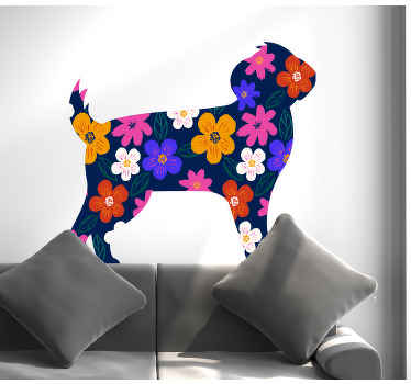꽃으로 만든 개 꽃 벽 스티커 - TenStickers