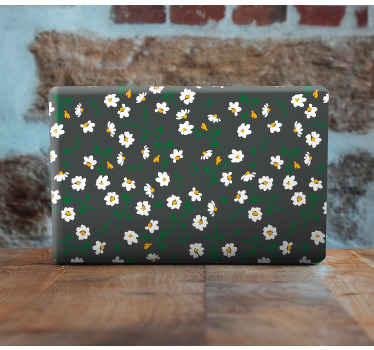 Papatya çiçeği gri arka plan çiçek etiket - TenStickers