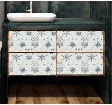 αυτοκόλλητο επίπλων λεπτών μπλε λουλουδιών - TenStickers