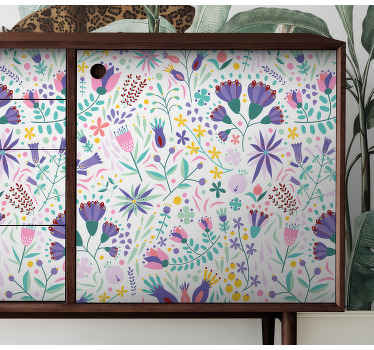 Klebefolie Möbel Rosa und lila polnische blumen - TenStickers