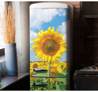 Naklejka na lodówkę Słonecznikowe błękitne niebo - TenStickers