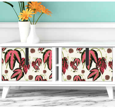 αυτοκόλλητο έπιπλα μοτίβου κόκκινα φύλλα - TenStickers