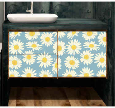 Daisy flowers blue pattern furniture decal - TenStickers