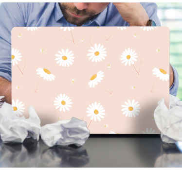 Vinilo para portátiles Flores de margarita blanca - TenVinilo