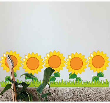 Cenefa adhesiva Girasoles naranjas y amarillos - TenVinilo