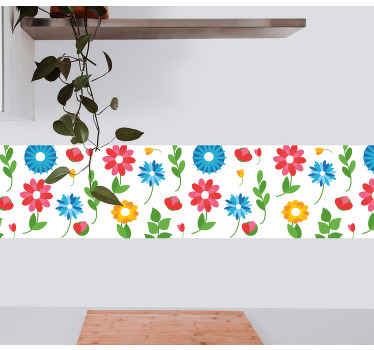 Piros és kék kompozíció virágok határ matrica - TenStickers