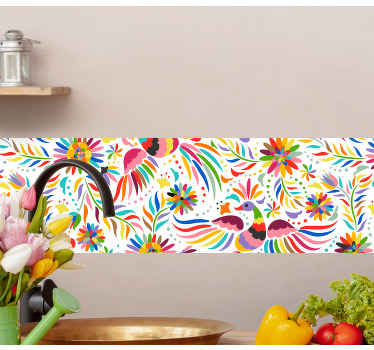 Cenefa adhesiva Líneas de flores polacas - TenVinilo