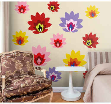 Adesivo decorativo flores Lindas flores coloridas polidas - TenStickers
