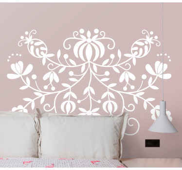 블랙 폴란드어 전통 꽃 벽 스티커 - TenStickers