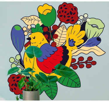 Chickens with flowers  wall sticker - TenStickers
