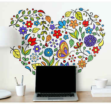 Adesivo decorativo flores Polir flores com coração - TenStickers