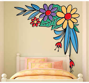 Vinilo flores Composición de esquina de flores polacas. - TenVinilo