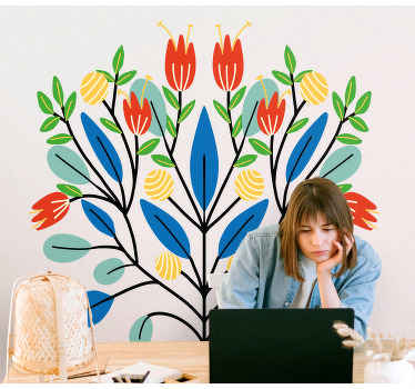 Red and yellow Polish flowers wall sticker - TenStickers