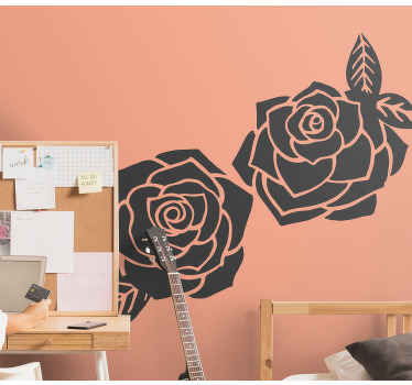 Adesivo decorativo flores Duas rosas monocolor - TenStickers