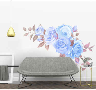 Samolepka na zeď s květinami fialových růží - TenStickers