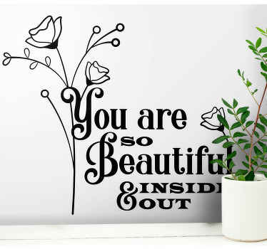 Vacker inifrån och ut inspirerande citat dekal - Tenstickers