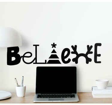 Believe Christmas design christmas sticker - TenStickers