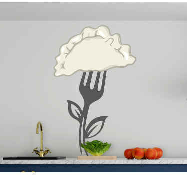 Naklejka na ścianę do kuchni pierogi na widelcu - TenStickers