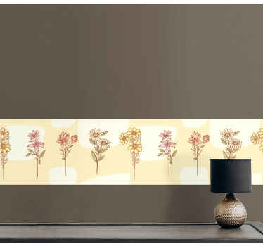 Håndtegnet blomster sæt væg kant klistermærke - TenStickers