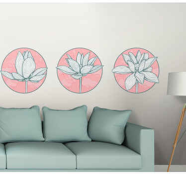 Adesivo decorativo flores Ilustração da flor de lótus substitua i - TenStickers