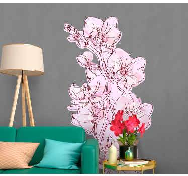 Vinilo flores Ilustración de orquídea rosa - TenVinilo