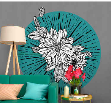 Sticker Fleur Fleur de dessin au trait tatouage - TenStickers