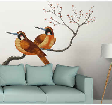 čínská malba ptáci a květiny samolepka - TenStickers