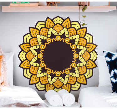 Vinilo para puerta Girasol mandala amarillo - TenVinilo