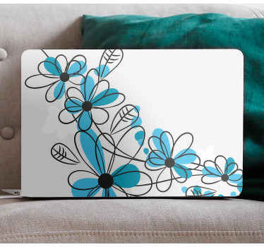 Vinilo para portátiles Silueta flor azul - TenVinilo
