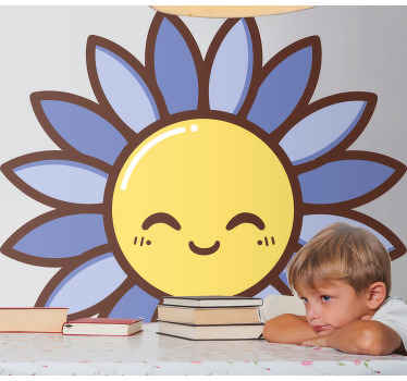 Silhuet glad lilla blomst dør klistermærke - TenStickers