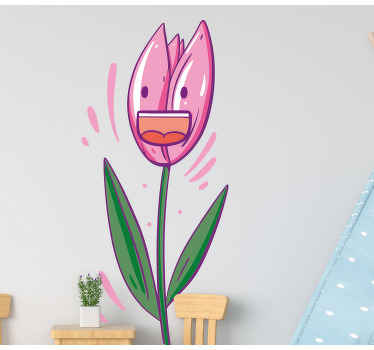 Autocolantes para portas Tulipa rosa gritando - TenStickers