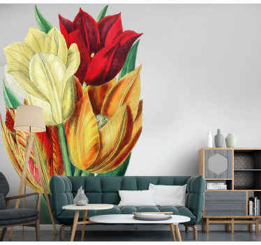 Více tulipánů společně květinová samolepka na zeď - TenStickers