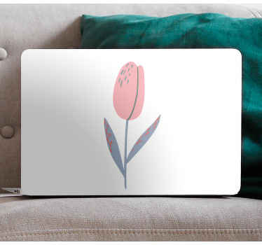 Laptop sticker Eenvoudige roze tulp - TenStickers